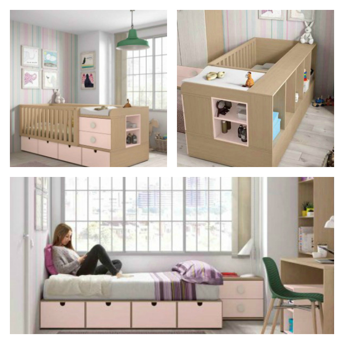Cunas convertibles a cama y escritorio - Muebles bebé