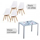 Mesa fija Flores + 4 sillas Fina
