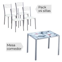 Mesa fija Flores + 4 sillas mod.20