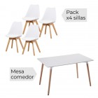 Conjunto mesa Dinamarca 100 + 4 sillas Fina