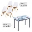 Mesa extensible Flores + 4 sillas Fina