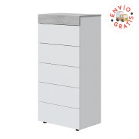 Cómoda 5c blanco - cemento