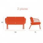 Sillon 2 plazas aruba exterior