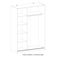 Armario 2 puertas correderas con espejo Inova 150 cm